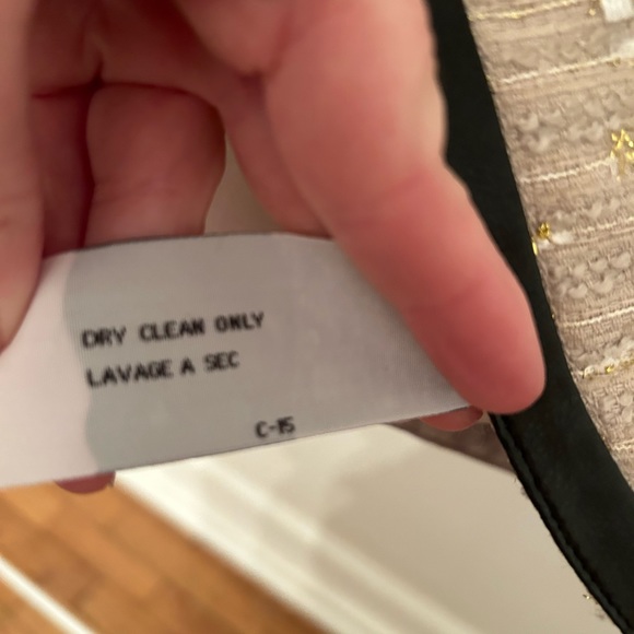 Anthropologie Tulle boucle with leather trim cropped blazer. - Picture 3 of 6